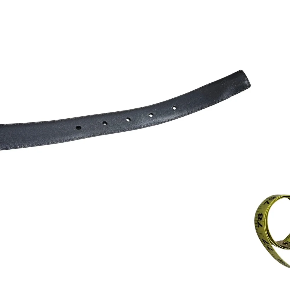 Womens Vintage Gray Leather Belt Gold‎ Buckle 34 Harness Leather Made in USA